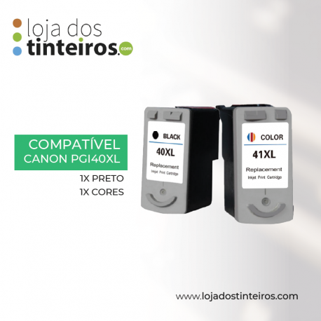 PACK Compatível CANON PG 40 XL + CL 41 XL ( 1xPreto, 1xCores)