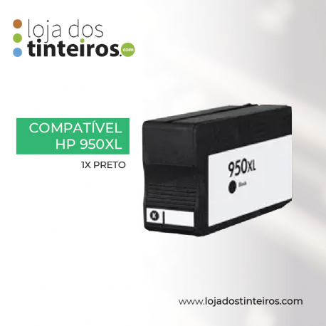 HP 950XL BK - Tinteiro Preto Compatível para HP PRO8100, PRO8600E, PRO8600PLUS CN045AE
