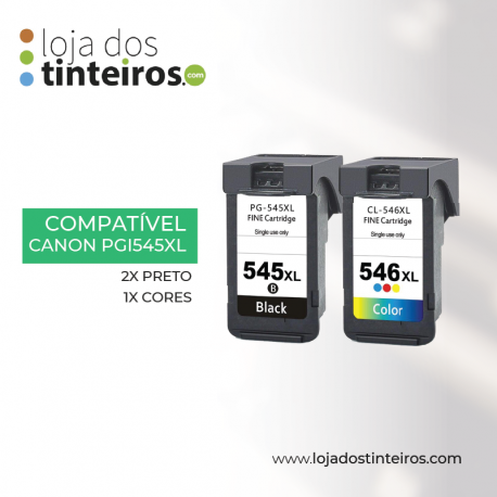 PACK Compatível CANON PG 545 XL + CL 546 XL ( 2xPreto, 1xCores)