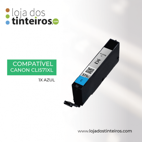 CANON CLI571XL C - Tinteiro Azul Compatível para Canon MG5700, MG6800, MG7700