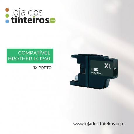 LC1240BK - Tinteiro Preto Compatível para Brother J925DW, J525W, J430W, J6510DW, J6910DW