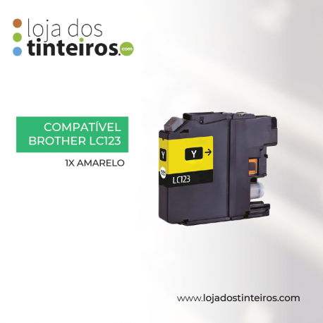 BROTHER LC123Y - Tinteiro Amarelo Compatível para Brother DCP-J4110W, J752DW, MFC-J4410, J4510, J4610, J4710, J870DW