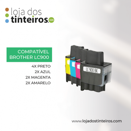 Pack Brother Compatível LC 900 ( 2xPreto, 1xAzul, 1xMagenta, 1xAmarelo) 5 Unidades